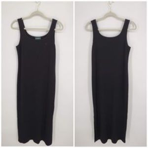 Ralph Lauren Ribbed Black Tank Maxi Dress Sz L